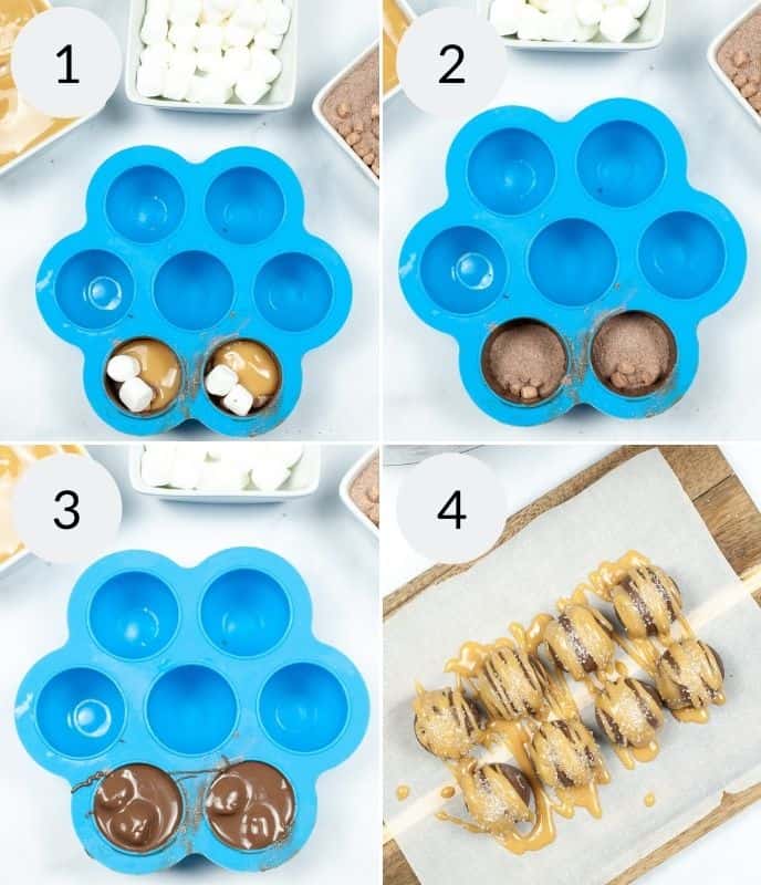 Last 4 steps to Complete the caramel chocolate bombs