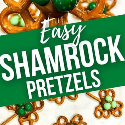 Easy Shamrock Pretzels in Closeup and on parchment