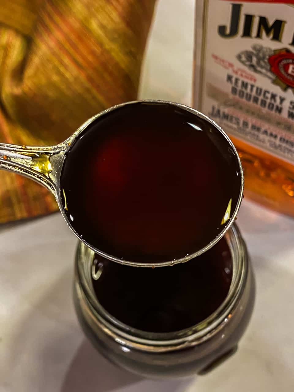Closeup of Spoon of Bourbon glaze