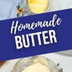 Top shot of homemade butter and closeup shot