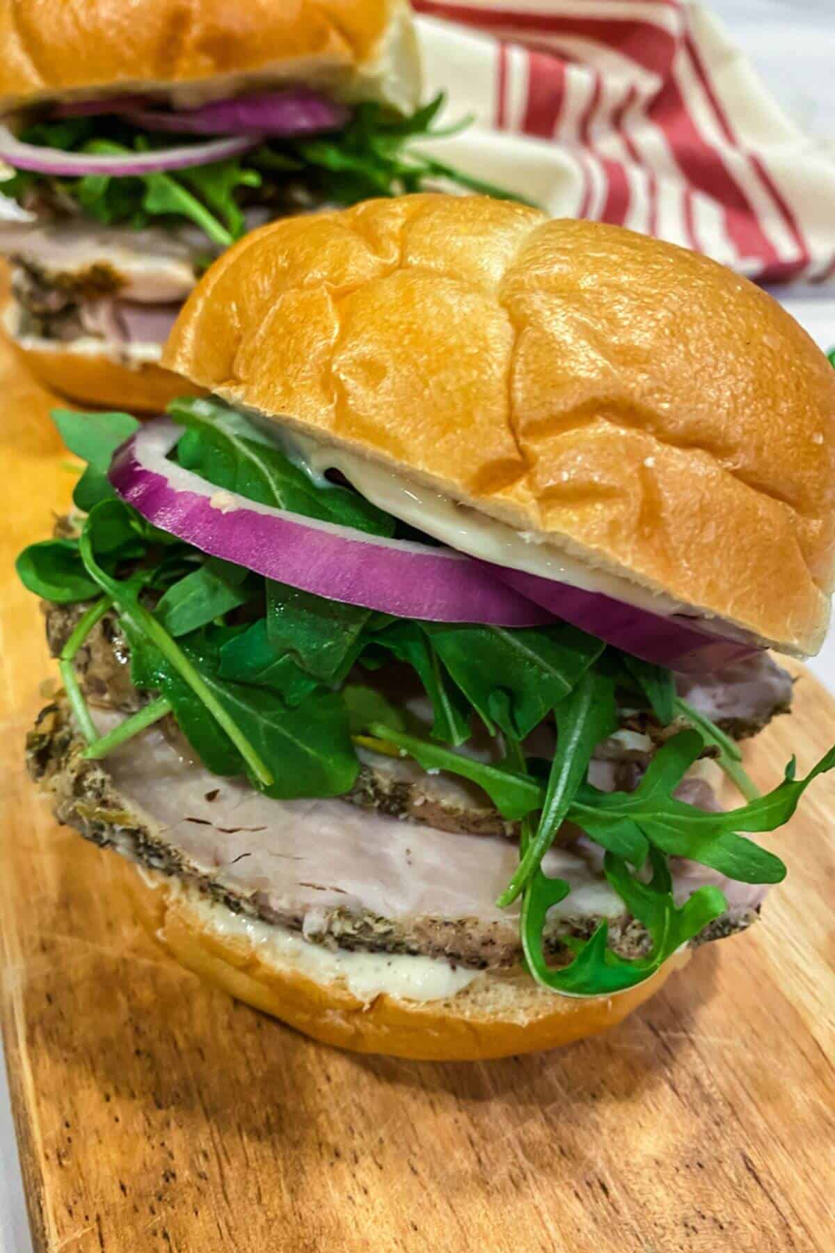 A delicious lunch on a cutting board.