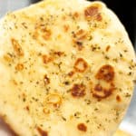 Top close up of the garlic Naan bread.