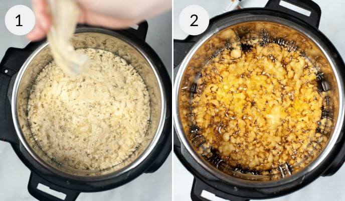 Cooking the homemade funnel cakes in the instant pot.