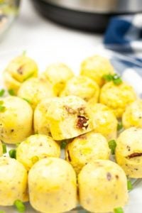 Plate of Egg Instant Pot egg bites in close up.