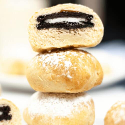 A stack of air fried oreos.