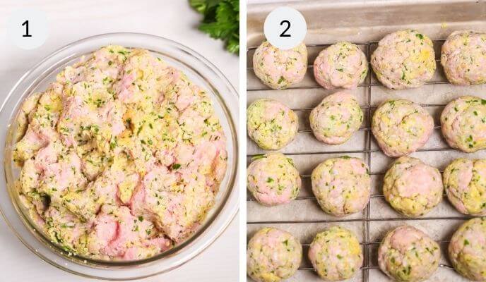 rolling out the meat on a sheet pan.
