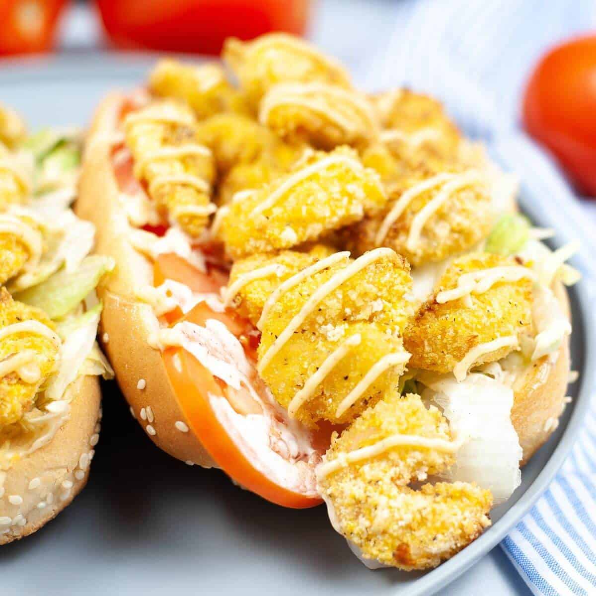 Air Fryer Shrimp Po Boy Sandwich