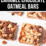 Decadent caramel chocolate oatmeal bars perfect for satisfying your sweet tooth cravings.