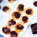 Air Fryer Cherry Danish on a white square tray.