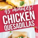 Shredded Chicken Quesadilla Melt in close up and a top shot.