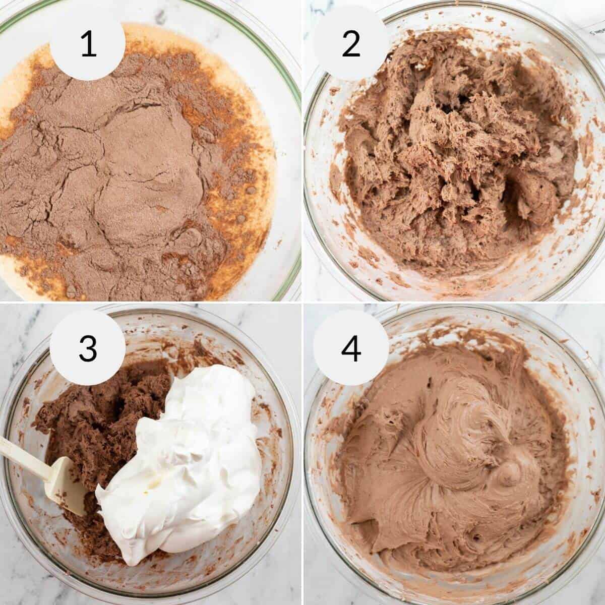 Mixing the ingredients for the chocolate pie filling.