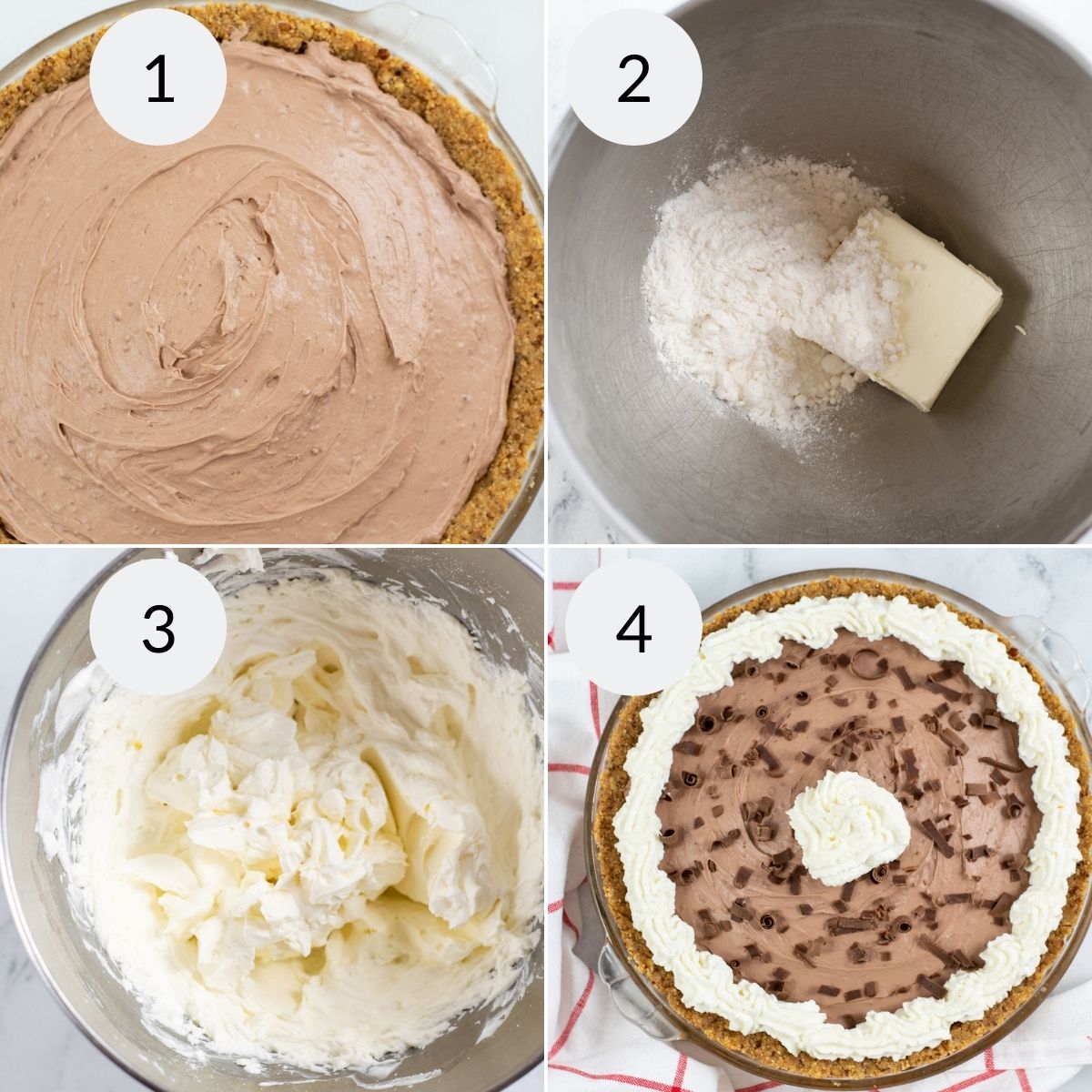Assembling the layers and decorating the pie.