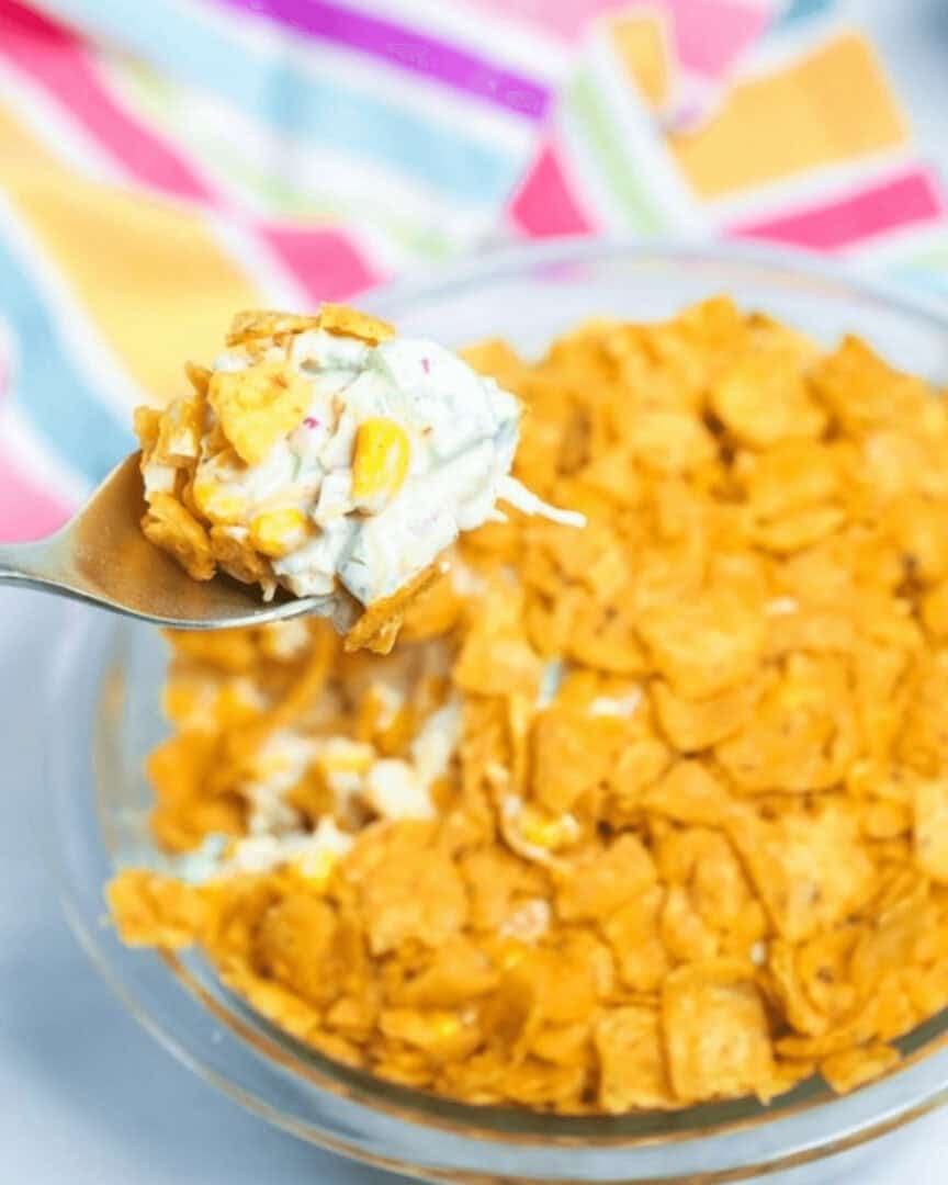 A spoonful of colorful bowl.