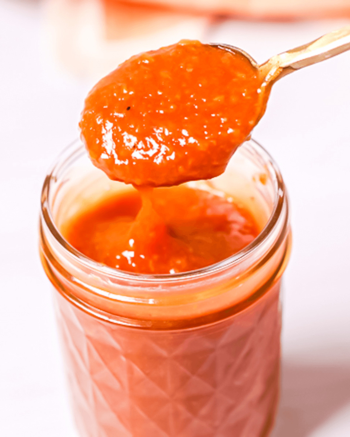 Sweet and savory peach bbq sauce.