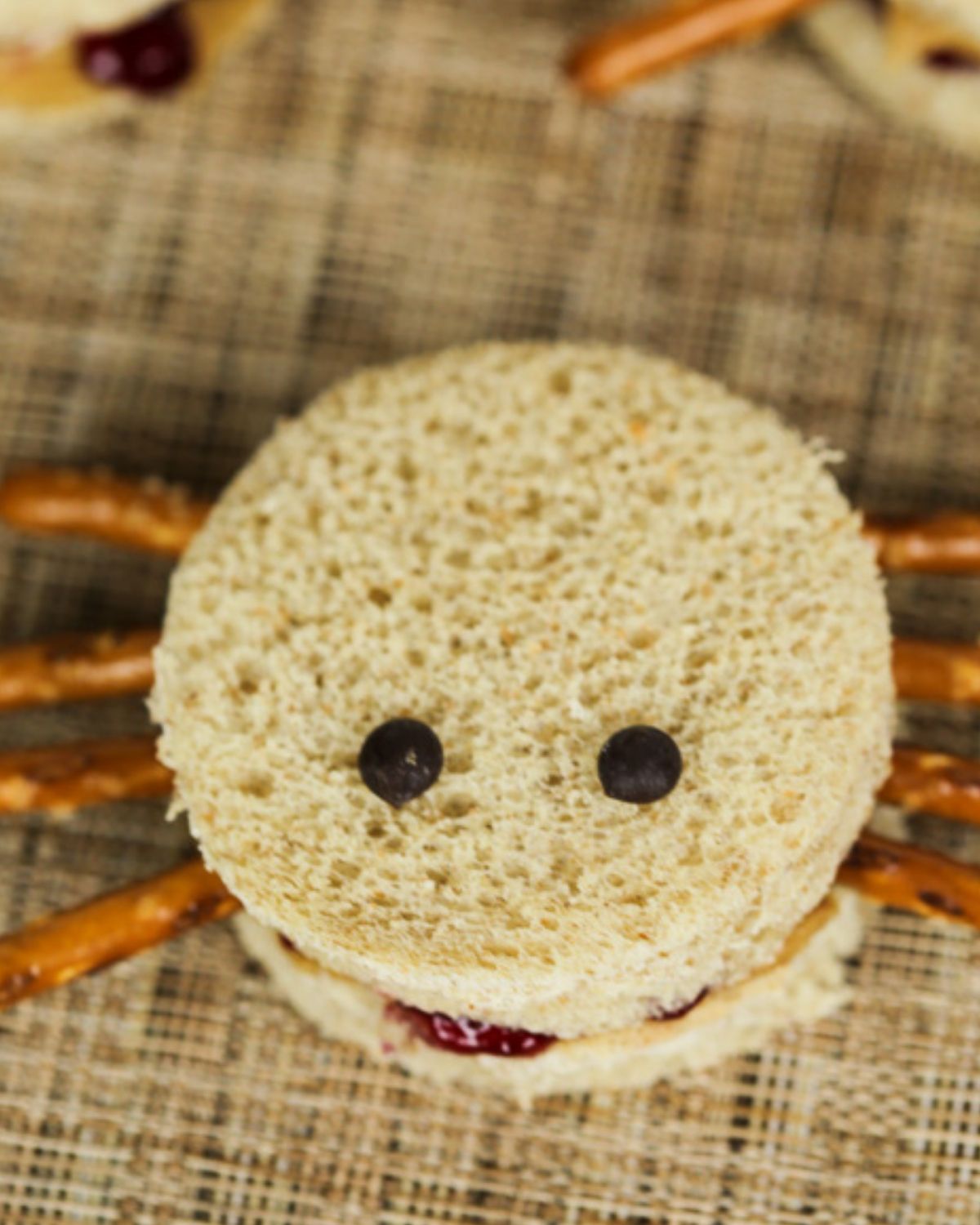 Spider Sandwiches in close up from the top.