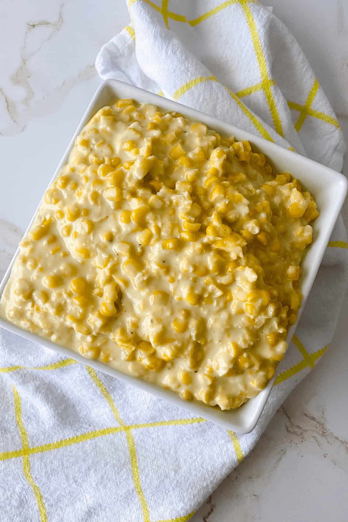 A top shot of the cream corn.