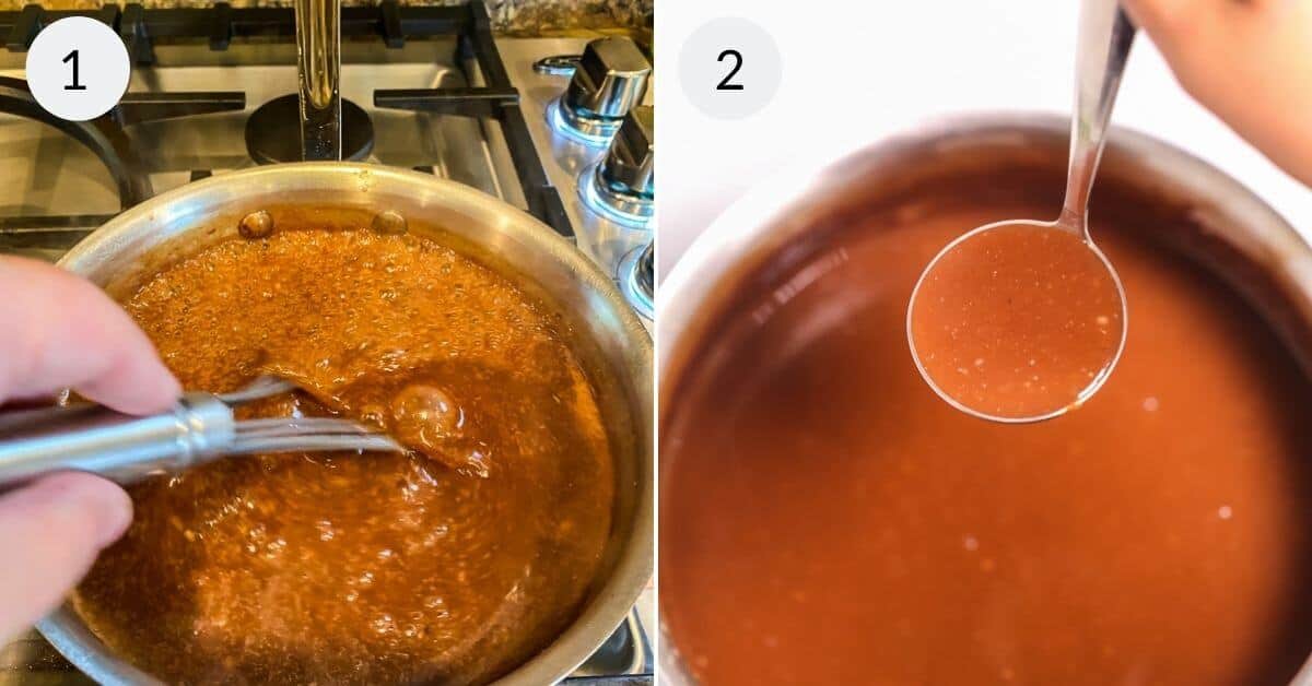 Seasoning the brown gravy and finishing it up.