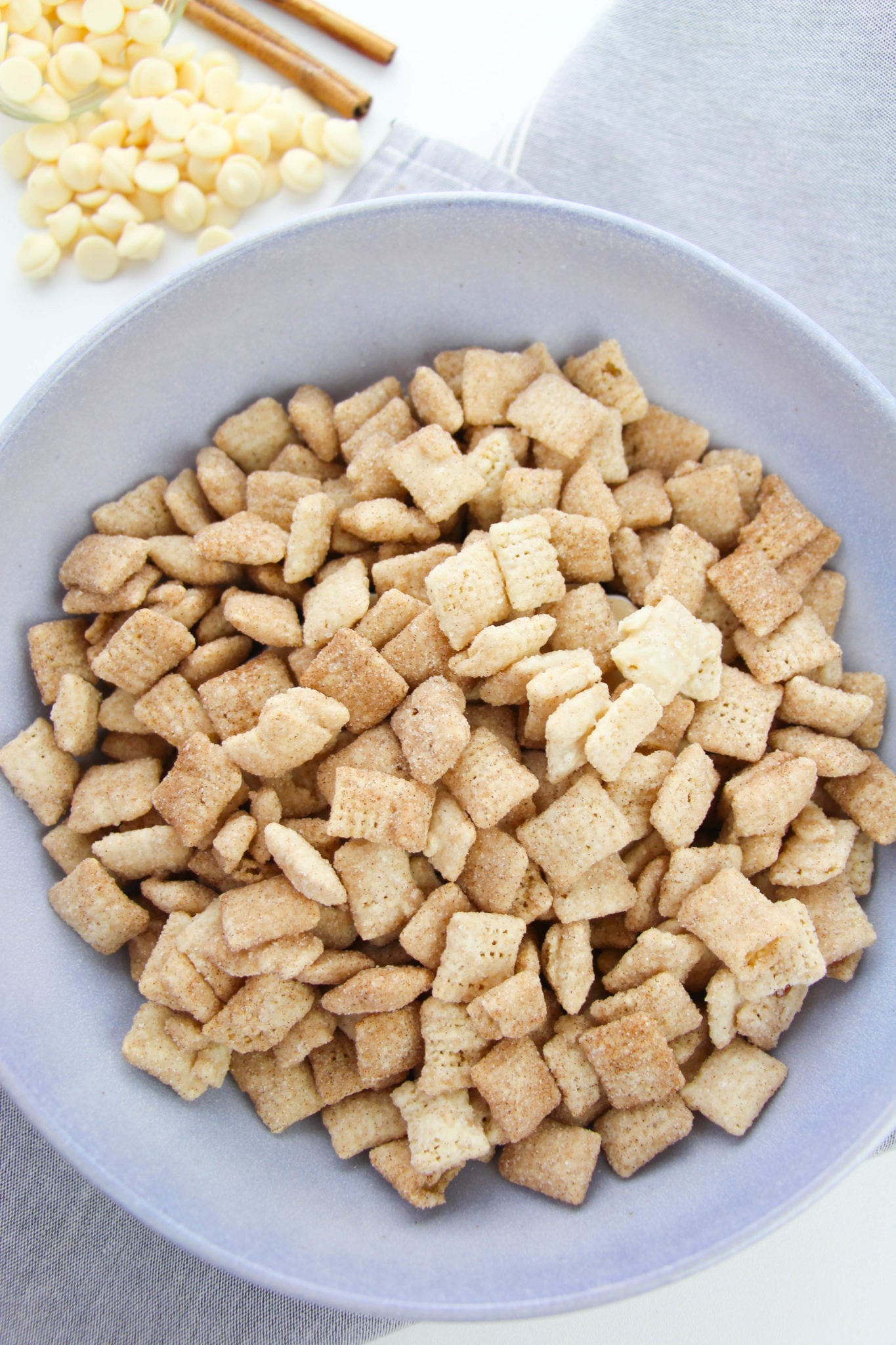 A piicture of the churro muddy buddies from the top in close up .