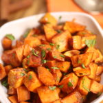 Crispy roasted sweet potatoes