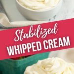 Side and top view of whipped cream.