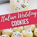 Italian Wedding Cookies in close up and on a tray.