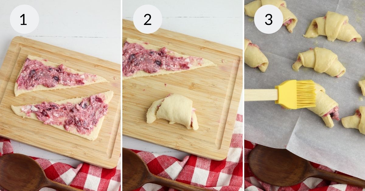 Instructions for making cranberry crescent rolls.