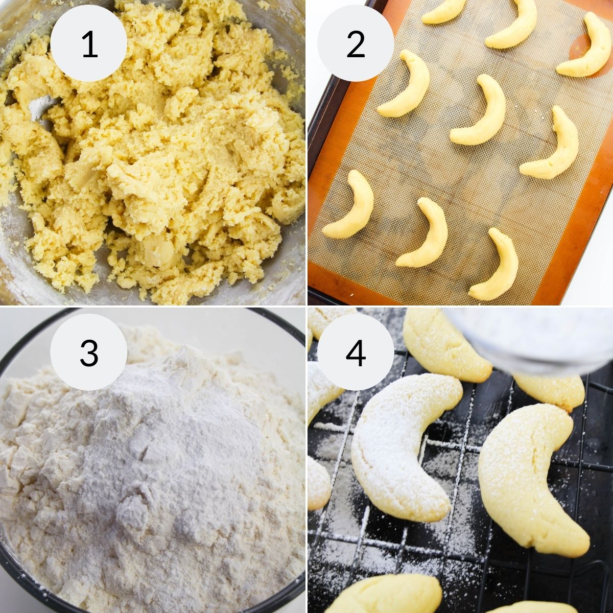 Step by step instructions for making italian crescent cookies