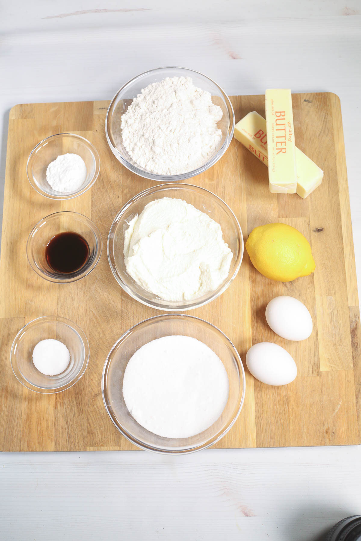 Ingredients for easy ricotta cookies