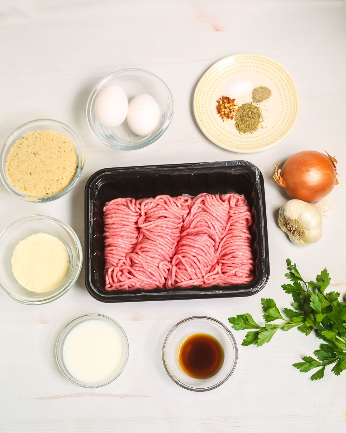 ingredients for cooking meatballs in the oven