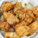A top shot of the chinese lemon chicken.