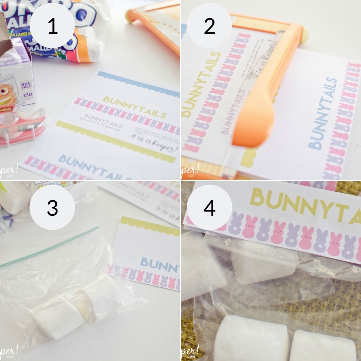 Marshmallows in a bag and then place the printable on the bag and finally attach them.