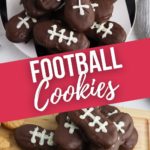 Football Cookies on a cutting board and plate.