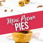 Closeup and Stack of mini pecan tarts