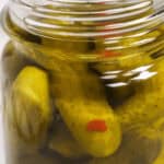 A jar of moonshine pickles.