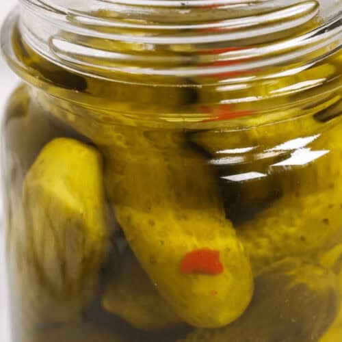 A jar of moonshine pickles.