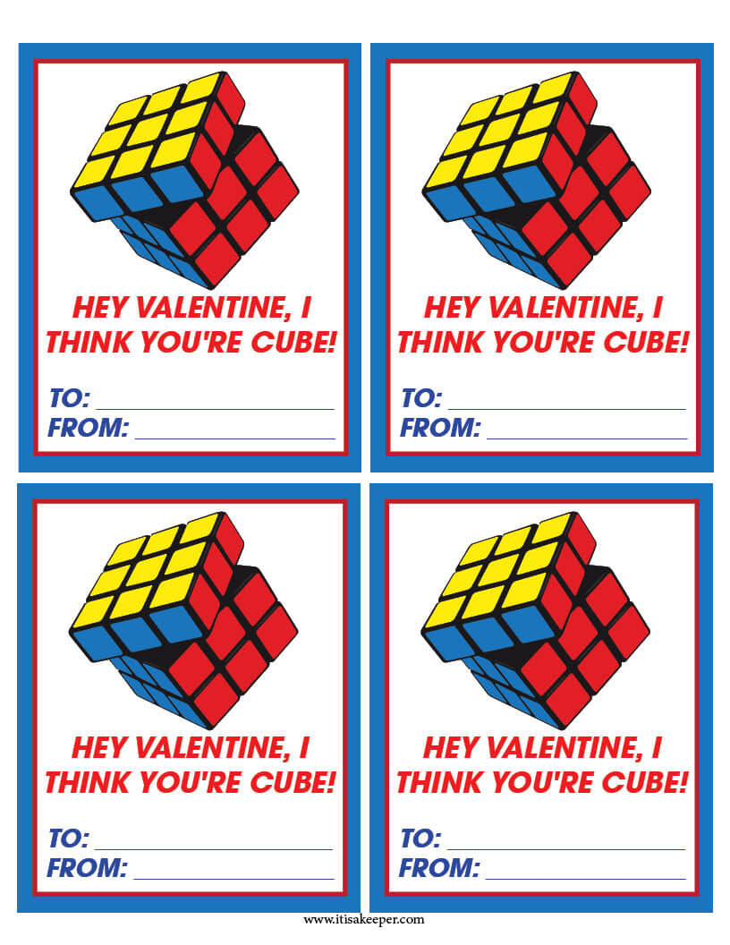 Rubiks Cube Valentines Cards set of 4