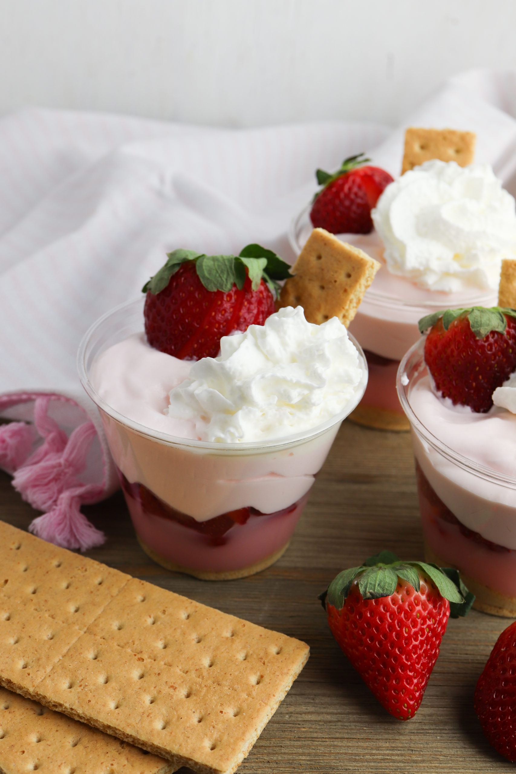A tray of Strawberry Pudding Parfaits.