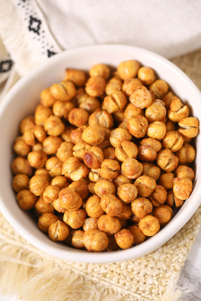 Air Fryer Chickpeas in a white bowl.