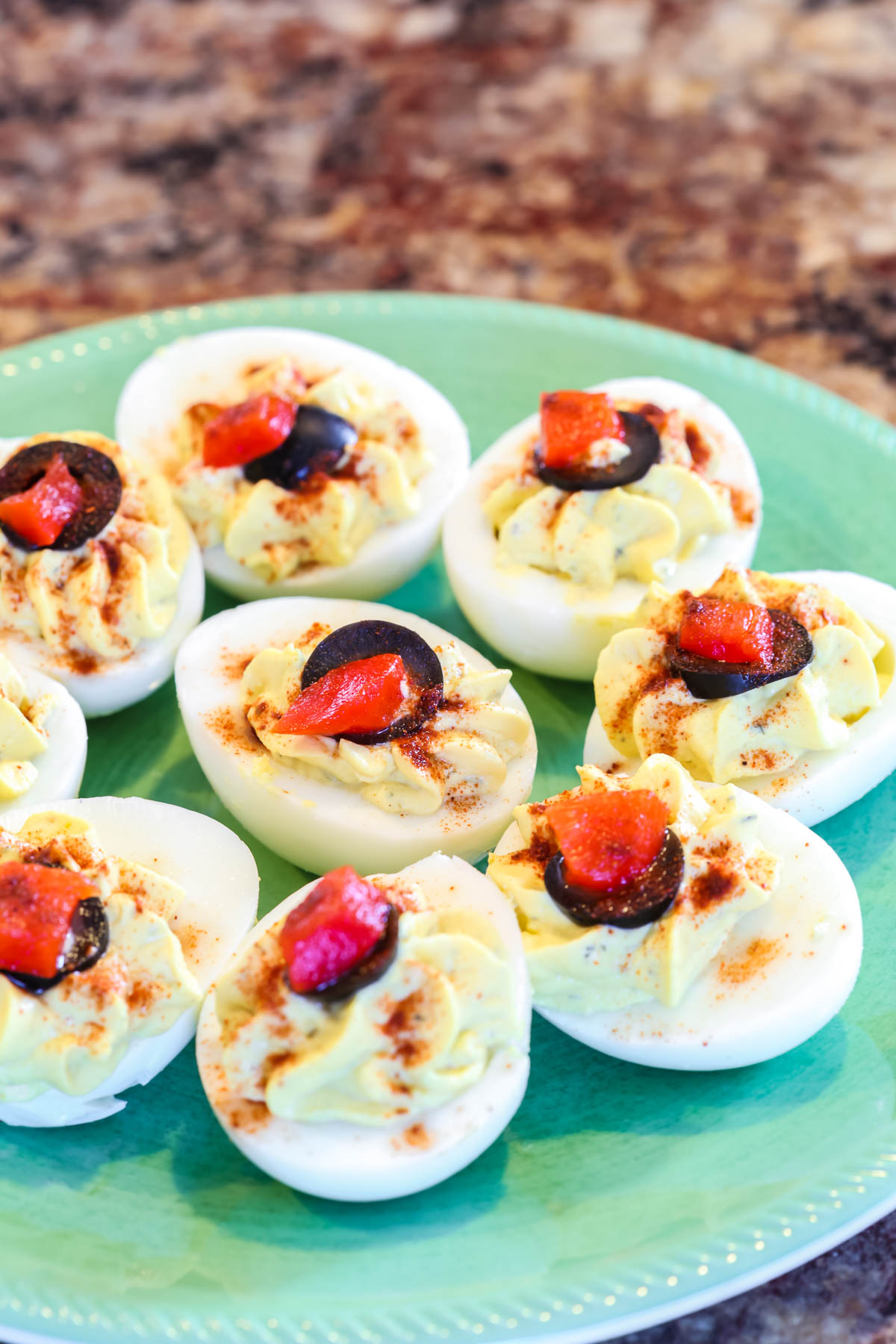 Side view of Deviled Eggs without Mayo.