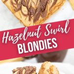 Hazelnut Brownie Blondies in closeup and top view.