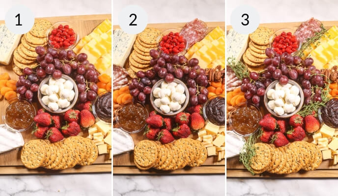 Easy Charcuterie Board filling with crackers and cheese.