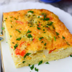 Mexican Breakfast Casserole on a white dish.