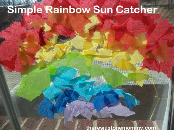 Rainbow decoration made of tissue paper.