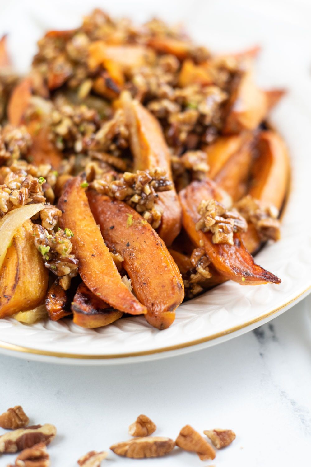 Sweet Potatoes with nuts scattered around.