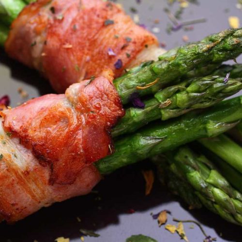 Savory bacon wrapped asparagus