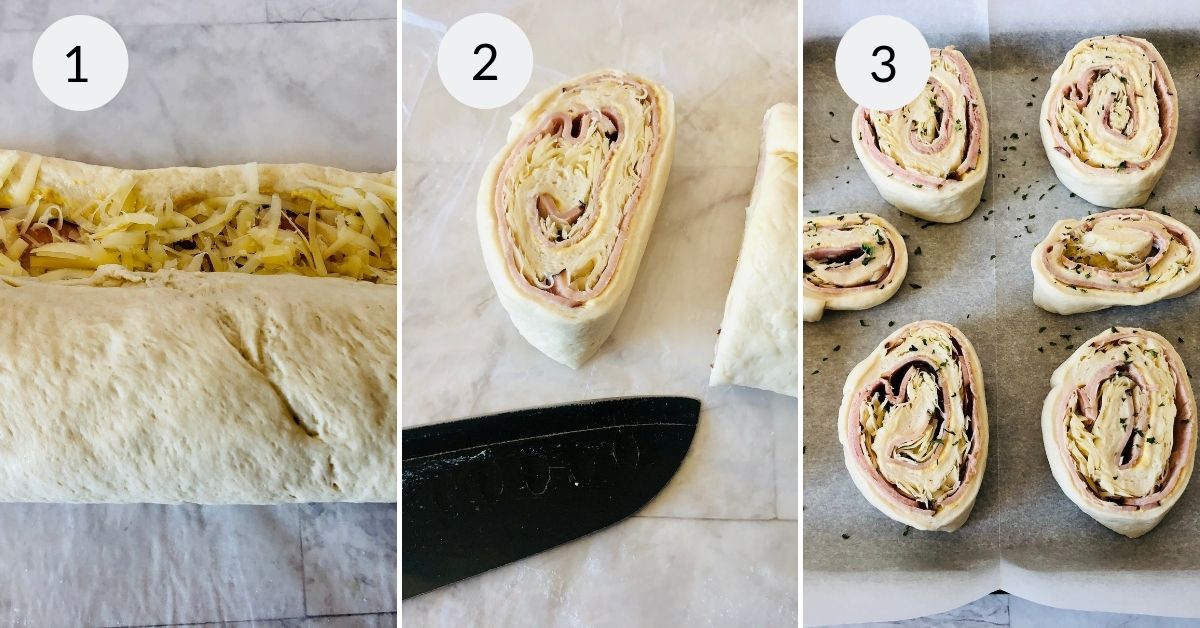 Slicing the dough into smaller pieces.