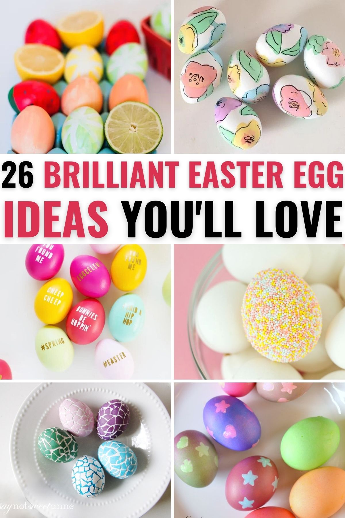 A collection of unique ways to decorate eggs for Easter.