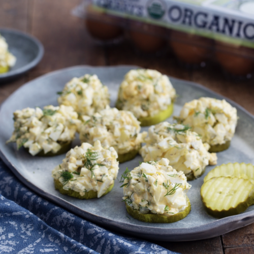 Tangy egg salad with dill pickle