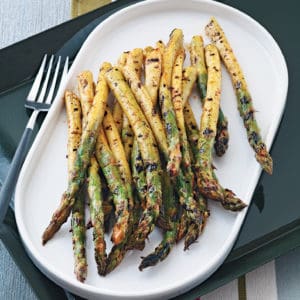 Evenly glazed smoky asparagus