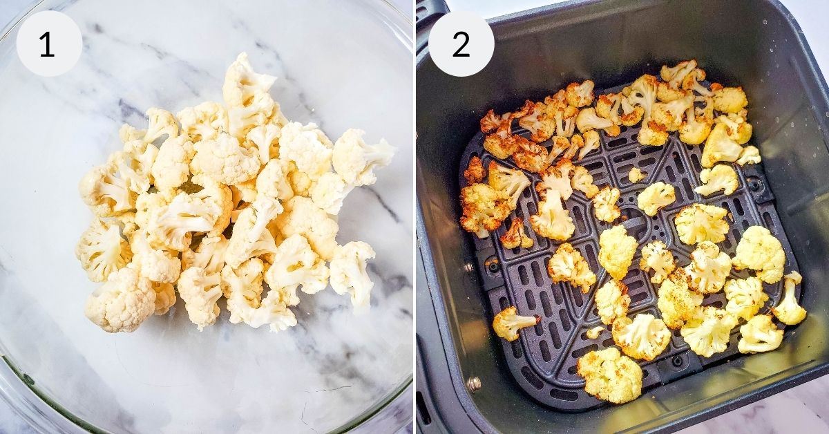 Cauliflower tossed in airfryer and cooked.
